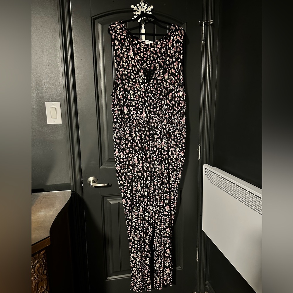 Floral Black and Pink Jumpsuit